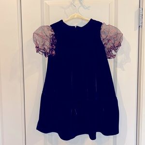 Girls ZARA velvet dress with sheer puff sleeves